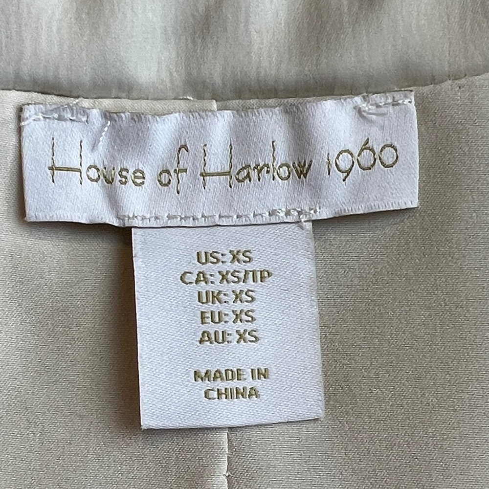 House of Harlow 1960 Satin Belted Blazer Cream SZ XS - Picture 4 of 10